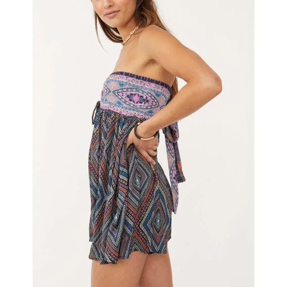🎉LAST CHANCE🎉 NWT Free People Elowen Tube Romper / Dark Combo - Picture 2 of 6
